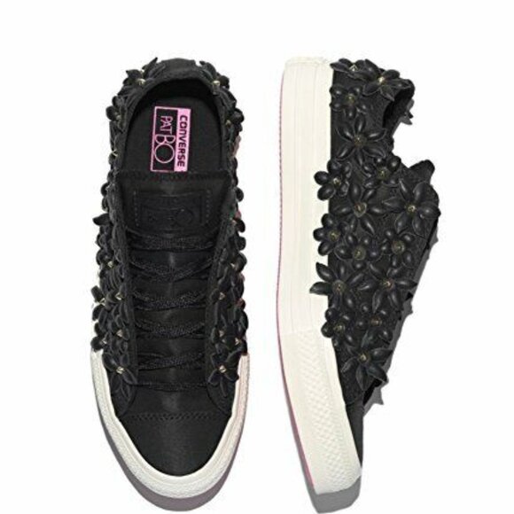 Converse Chuck Taylor All Star Ox Black Floral Sneakers - Picture 1 of 5